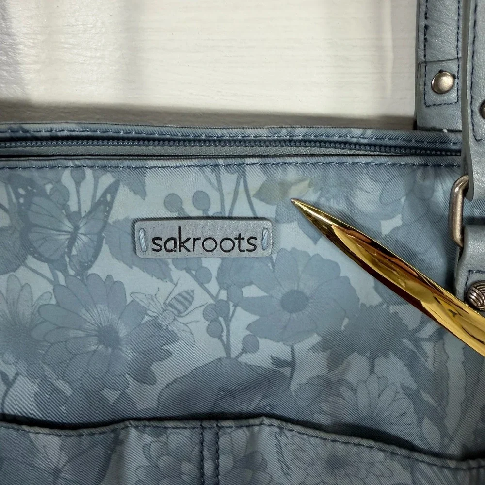 Sakroots Tote Bag Blue Floral Butterfly Bee Print‎ Shoulder Bag